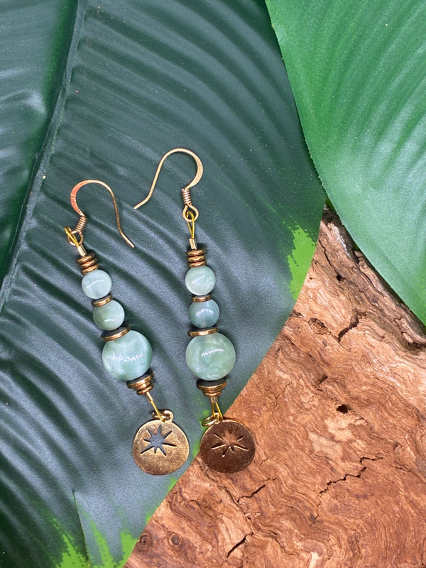 Boucles d'oreilles Angélite Étoile Dorée
