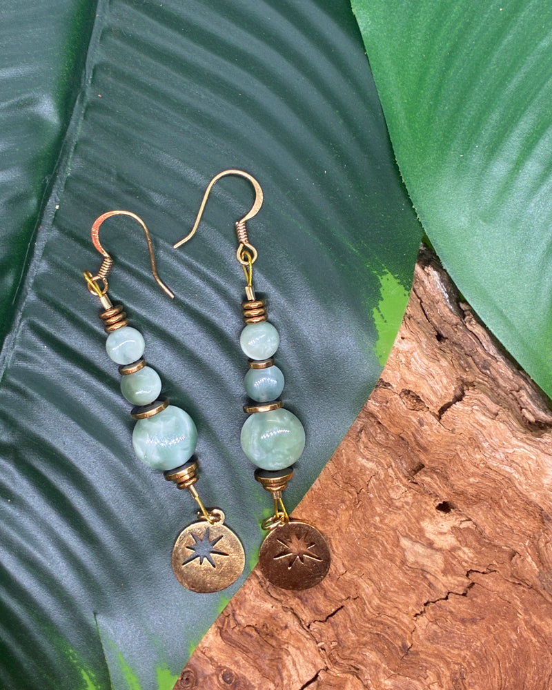 Boucles d'oreilles Angélite Étoile Dorée