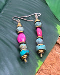 Boucles d'oreilles Turquoise & Opale Rose