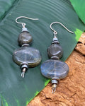 Boucles d'oreilles Lépidolite & Acier