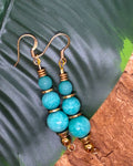 Boucles d'oreilles Amazonite Bleu Ciel & Doré