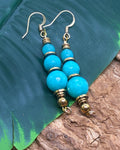 Boucles d'oreilles Amazonite Bleu Ciel & Doré