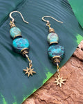 Boucles d'oreilles Turquoise & Étoile Dorée