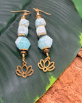 Boucles d'oreilles Amazonite & Lotus Doré