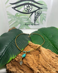Collier Turquoise d'Arizona · Topaze Céleste & Hématite Doré