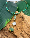 Collier Chrysoprase · Quartz Vert · Nacre & Hématite Dorée