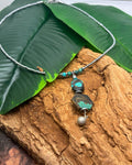 Collier Turquoise Brute & Hématite Argentée