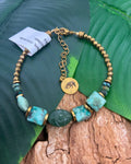 Bracelet Émeraude · Turquoise du Pérou & Hématite Dorée