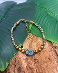Bracelet Turquoise Brute · Perles de Tahiti & Étoile Dorée