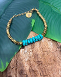 Bracelet Turquoise Américaine & Hématite Dorée