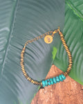 Bracelet Turquoise Américaine & Hématite Dorée