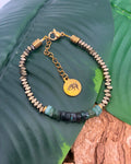 Bracelet Onyx Vert & Hématite Dorée