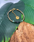 Bracelet Onyx Vert & Hématite Dorée