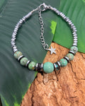 Bracelet Turquoise & Hématite Argentée