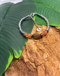 Bracelet Opale Noire, Pierre de Soleil & Hématite Argentée