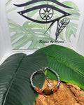 Bracelet Opale Noire, Pierre de Soleil & Hématite Argentée
