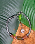 Bracelet Opale Noire, Pierre de Soleil & Hématite Argentée